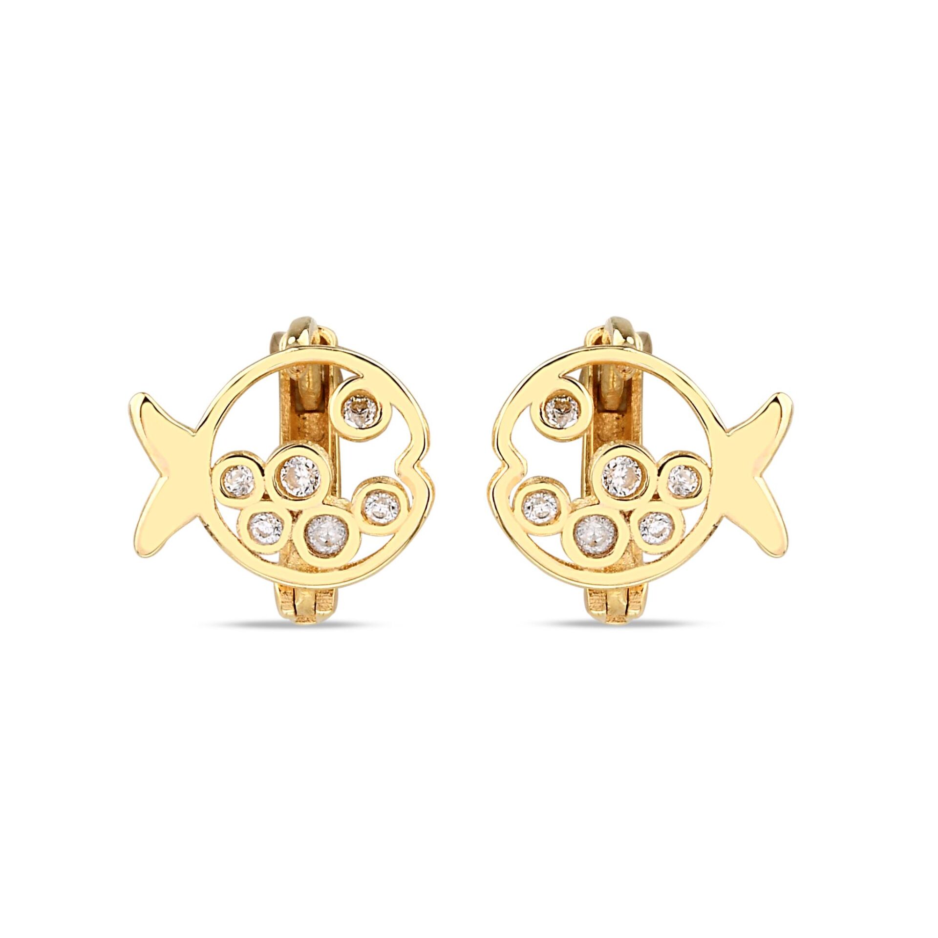 Altın Taşlı Balık Çocuk Küpe