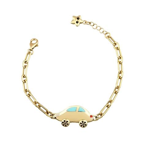 Altın Araba Zincirli Charm Çocuk Bileklik