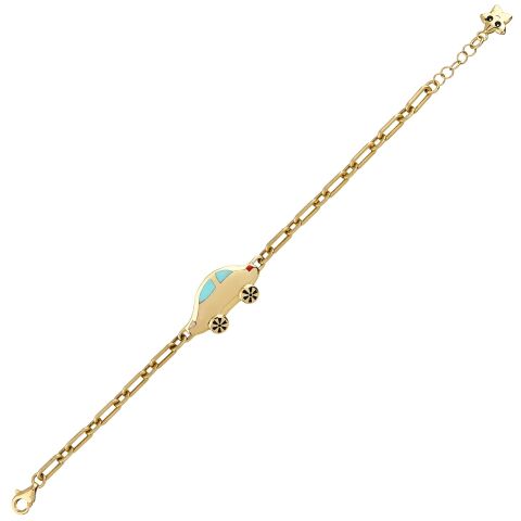 Altın Araba Zincirli Charm Çocuk Bileklik