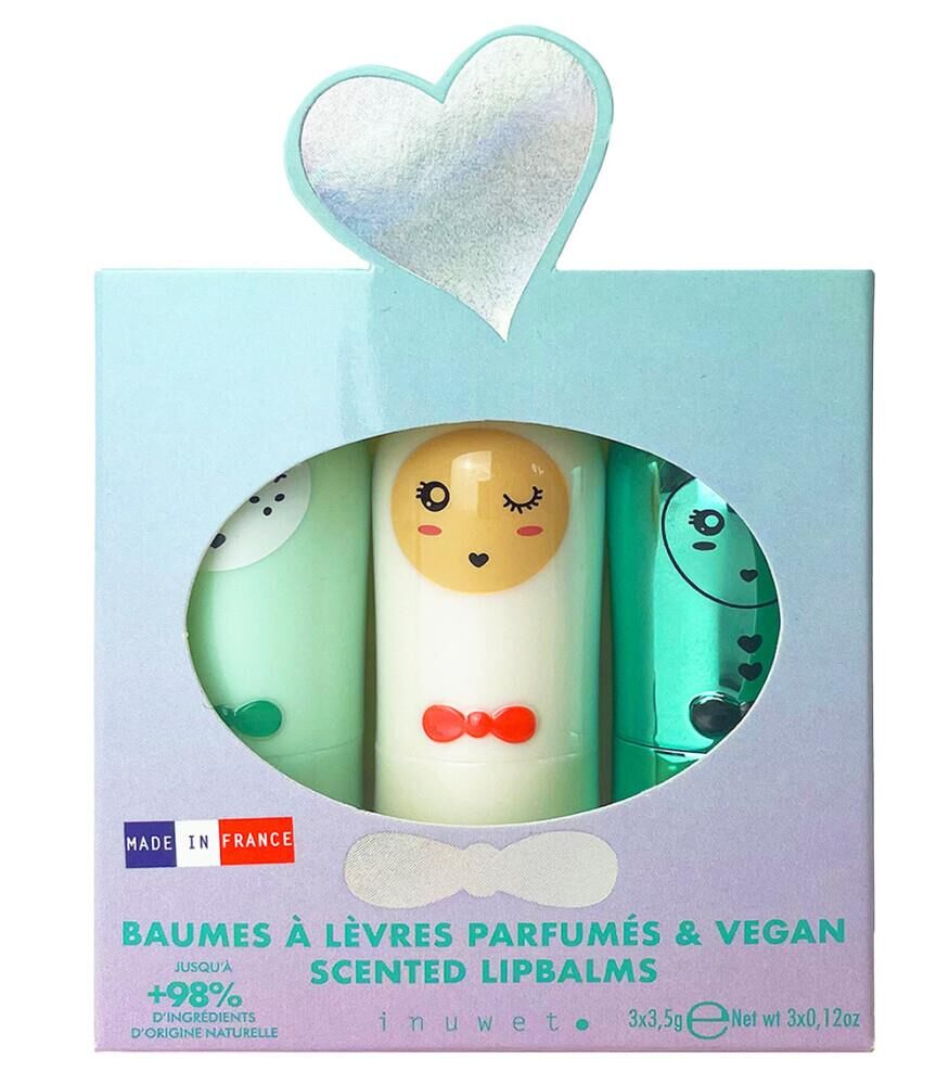 Inuwet 3lü Dudak Nemlendiricisi Seti -Elma, Cupcake ve Pamuk Şekeri Aromalı
