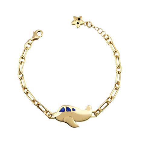 Altın Uçak Zincirli Charm Çocuk Bileklik