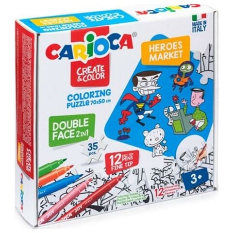 Carioca Heroes Market Boyanabilir 35 Parça Puzzle + Keçeli Kalem