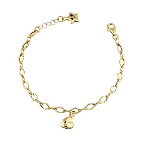 Altın Kalp Zincirli Charm Çocuk Bileklik