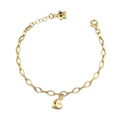 Altın Kalp Zincirli Charm Çocuk Bileklik