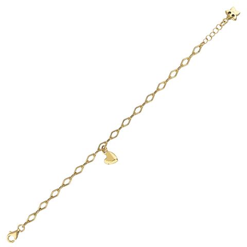 Altın Kalp Zincirli Charm Çocuk Bileklik