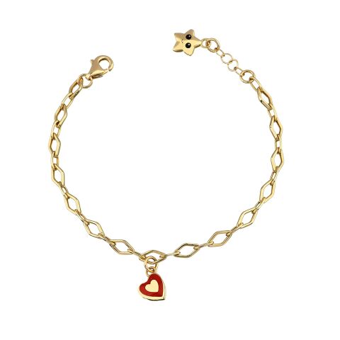 Altın Mineli Kalp Zincirli Charm Çocuk Bileklik
