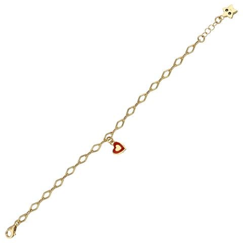Altın Mineli Kalp Zincirli Charm Çocuk Bileklik