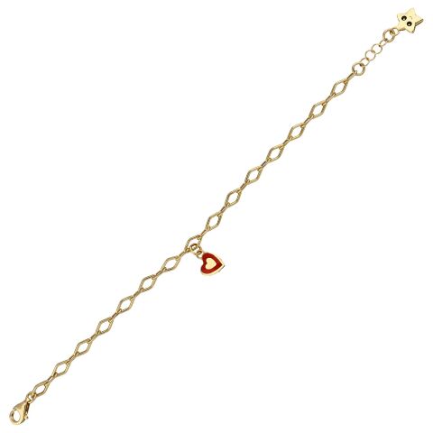 Altın Mineli Kalp Zincirli Charm Çocuk Bileklik