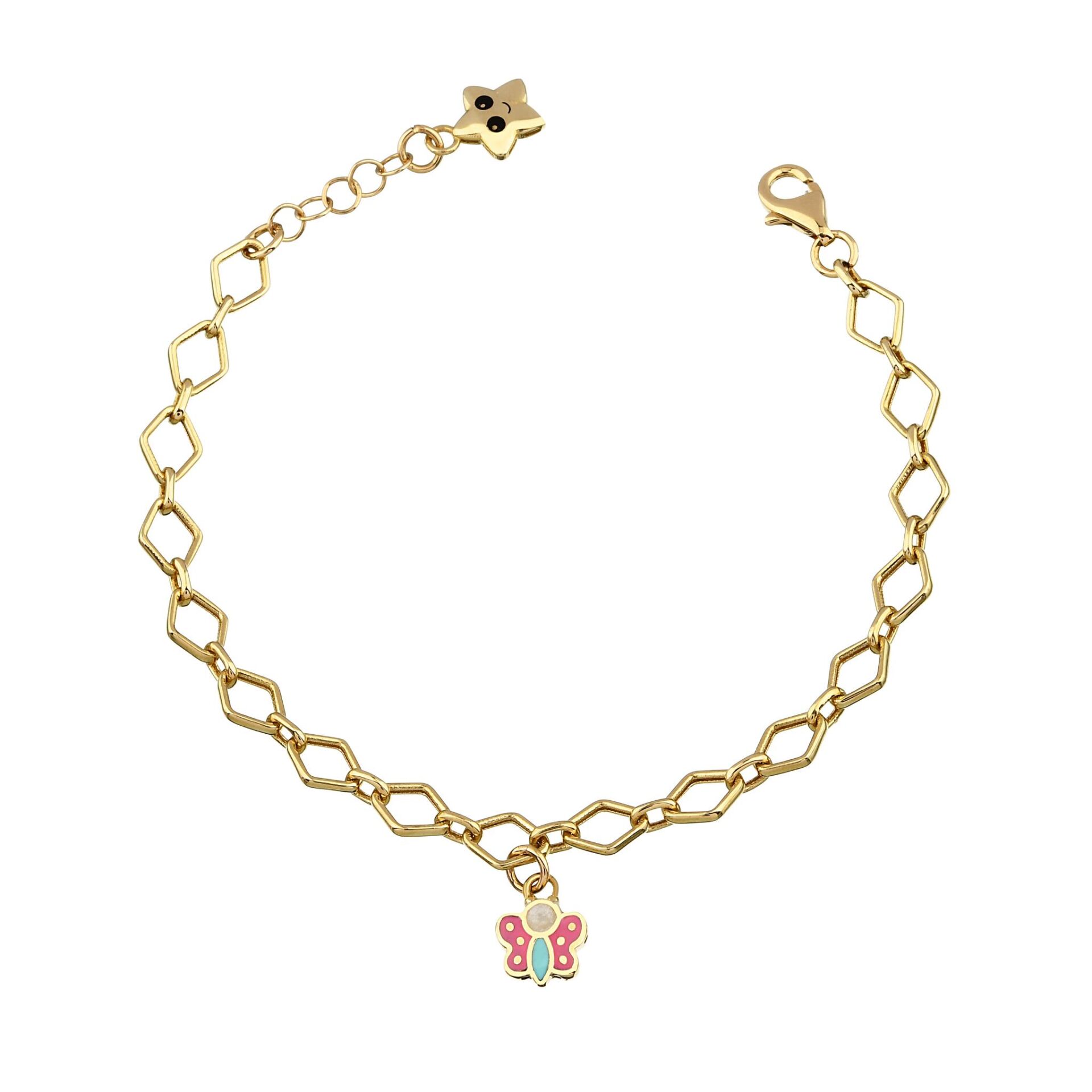 Altın Kelebek Zincirli Charm Çocuk Bileklik