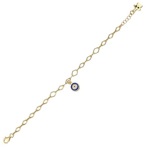 Altın Nazar Boncuğu Zincirli Charm Çocuk Bileklik