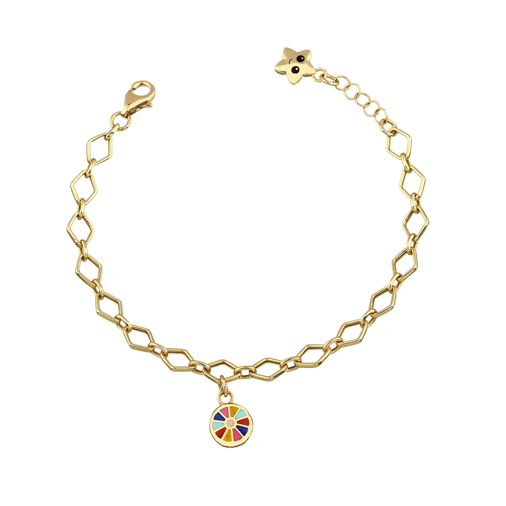 Altın Çarkıfelek Zincirli Charm Çocuk Bileklik