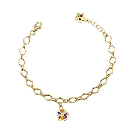 Altın Çarkıfelek Zincirli Charm Çocuk Bileklik