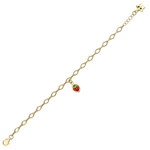 Altın Çilek Zincirli Charm Çocuk Bileklik