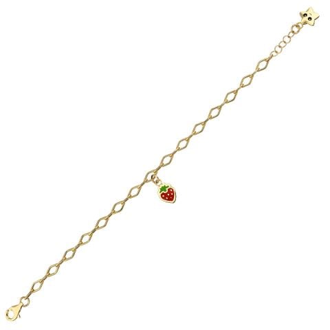 Altın Çilek Zincirli Charm Çocuk Bileklik