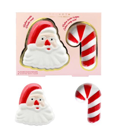 Inuwet Noel Baba ve Baston Şeker Şeklinde 2li Banyo Bombası Seti