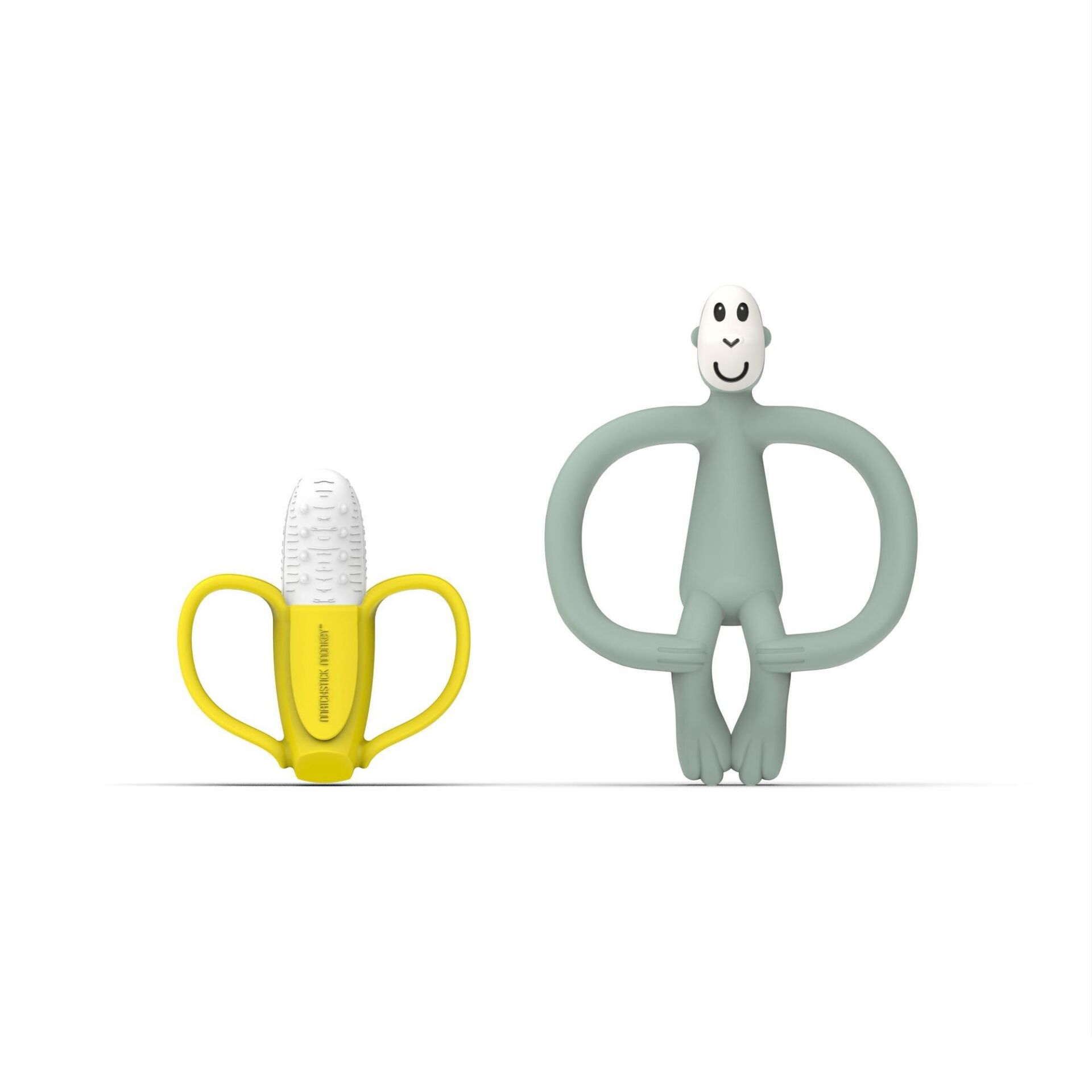 Matchstick Monkey Banana & Monkey Silikon Diş Kaşıyıcı Hediye Seti - Mint Yeşili