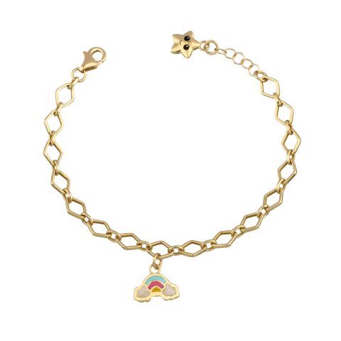 Altın Gökkuşağı Zincirli Charm Çocuk Bileklik
