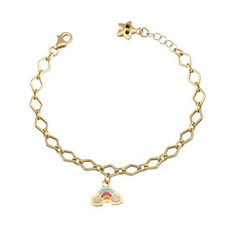 Altın Gökkuşağı Zincirli Charm Çocuk Bileklik