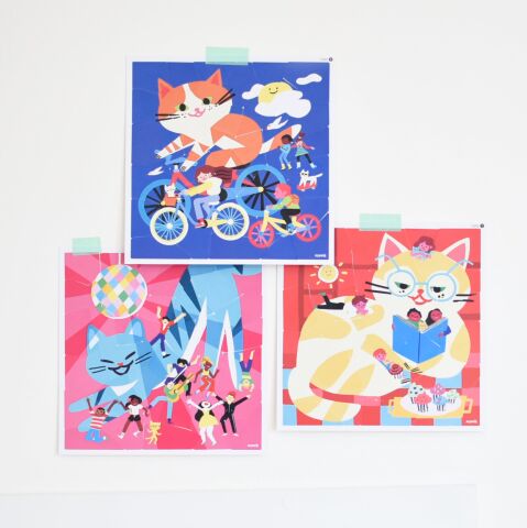 Sticker Puzzle Funny Cats