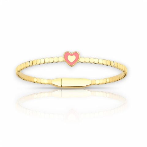 Altın Pembe Mineli Kalp Çocuk Kelepçe