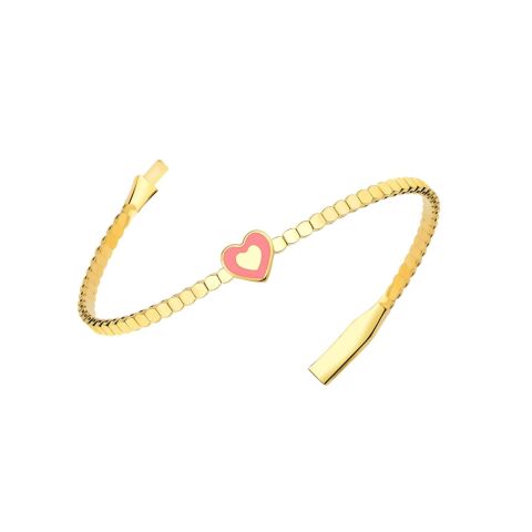 Altın Pembe Mineli Kalp Çocuk Kelepçe