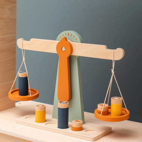 Trixie - Wooden Scale With 6 Weights - 6 Ağırlıklı Ahşap Terazi