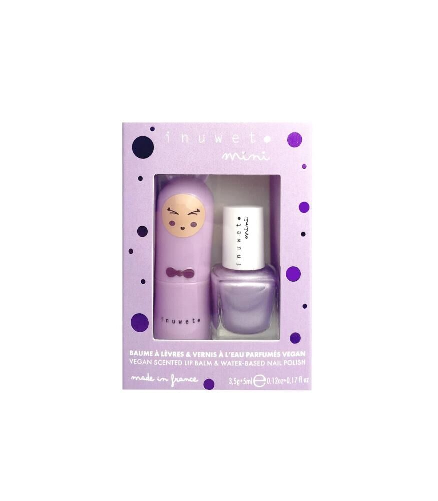 Inuwet 2li Set- Mor Su Bazlı Oje ve Marshmallow Aromalı Dudak Nemlendiricisi Seti