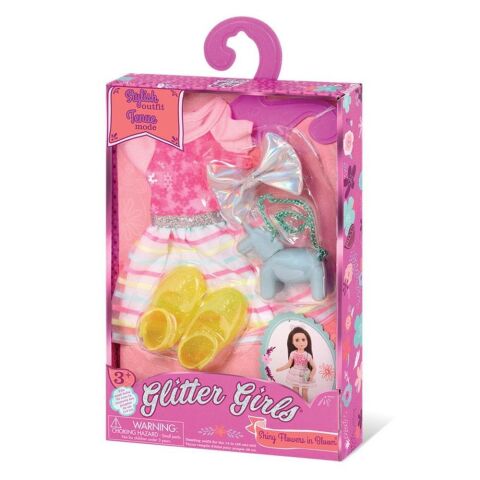 Glitter Girls Kıyafet Seti / Sequins&Stripes Dress - Shiny Flowers In Bloom