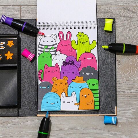 Tiger Tribe Neon Boyama Seti/ Glow Friends - Neon Colouring Set