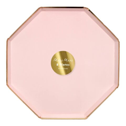 Meri Meri - Dusky Pink Plates - Toz Pembe Tabaklar - L - 8'Li