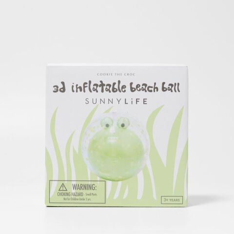 Sunnylife 3 Boyutlu Şişme Plaj Topu - Cookie the Croc Light Khaki