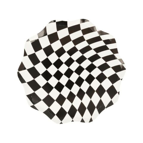 Meri Meri - Halloween Checker Side Plates - Cadılar Bayramı Damalı Tabaklar (M) (8'Li)