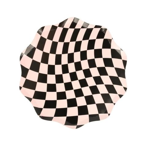 Meri Meri - Halloween Checker Side Plates - Cadılar Bayramı Damalı Tabaklar (M) (8'Li)