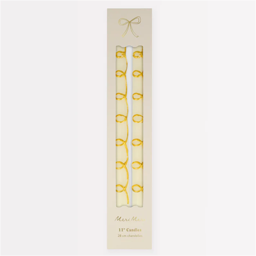 Meri Meri - Gold Swirl Taper Candles - Altın Kıvrımlı Mumlar (2'Li)