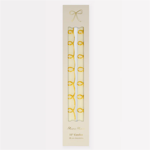 Meri Meri - Gold Swirl Taper Candles - Altın Kıvrımlı Mumlar (2'Li)