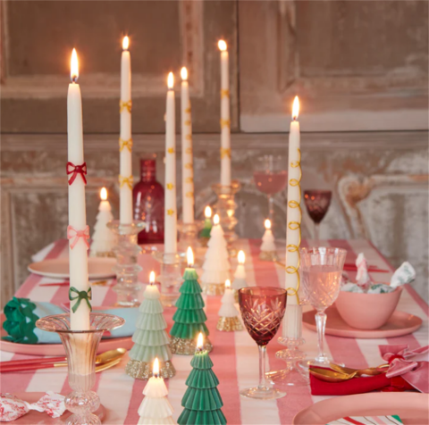 Meri Meri - Gold Swirl Taper Candles - Altın Kıvrımlı Mumlar (2'Li)