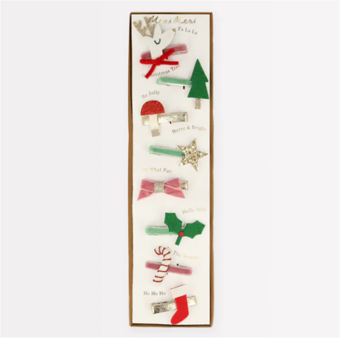 Meri Meri - Christmas Icon Hair Clips - Yeni Yıl Motifli Tokalar (8'Li)