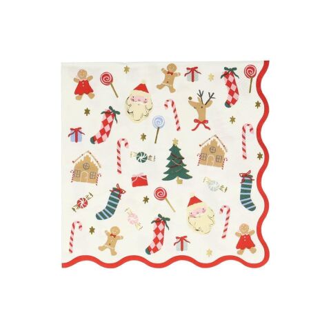 Meri Meri - Jolly Christmas Large Napkins - Yeni Yıl Peçeteler (L) (16'Lı)