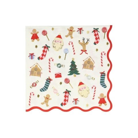 Meri Meri - Jolly Christmas Large Napkins - Yeni Yıl Peçeteler (L) (16'Lı)