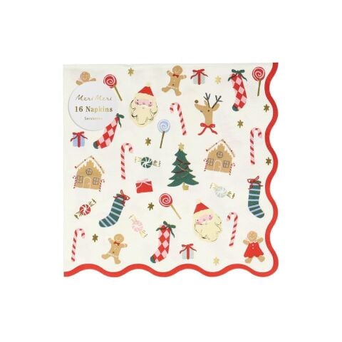 Meri Meri - Jolly Christmas Large Napkins - Yeni Yıl Peçeteler (L) (16'Lı)