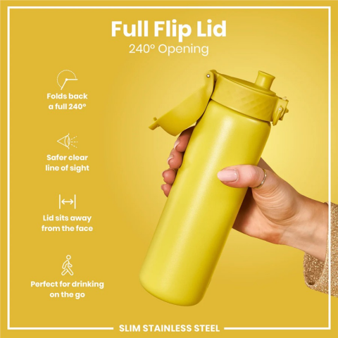 Ion8 - Paslanmaz Çelik İnce Suluk - Sarı - 600 ml - Sızdırmaz