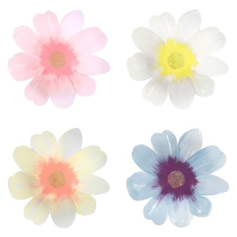 Meri Meri - Flower Garden Plates - Çiçek Bahçesi Tabaklar - L - 8'Li