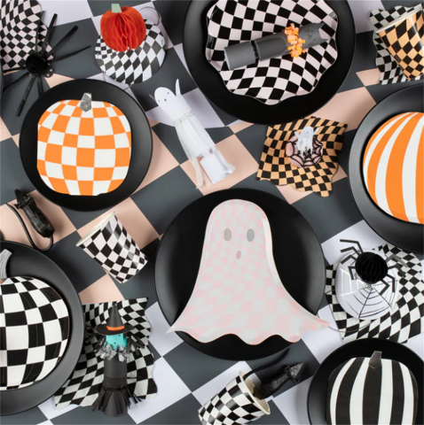 Meri Meri - Mod Pattern Pumpkin Plates - Modern Balkabağı Tabaklar (8'Li)