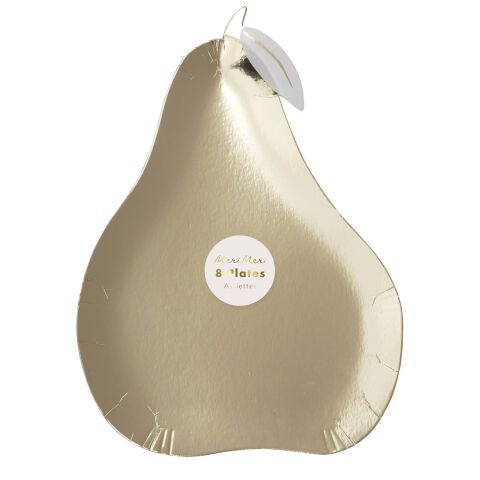Meri Meri - Gold Pear Plates - Altın Armut Tabaklar - 8'li