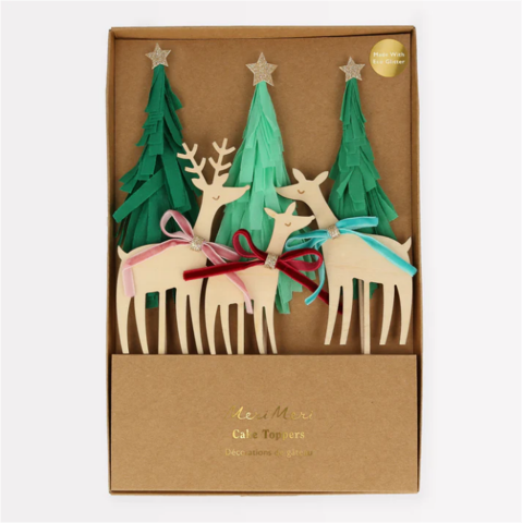 Meri Meri - Reindeer Family Cake Toppers - Ren Geyikleri Ailesi Pasta Süsü