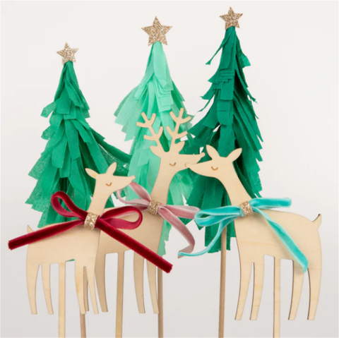 Meri Meri - Reindeer Family Cake Toppers - Ren Geyikleri Ailesi Pasta Süsü