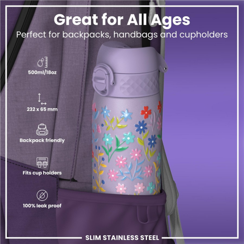 ION8 - Paslanmaz Çelik İnce Suluk - Zarif Çiçekli - 600 ml - Sızdırmaz