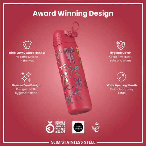 Ion8 - Paslanmaz Çelik İnce Suluk - Fiyonklar - 600 ml - Sızdırmaz
