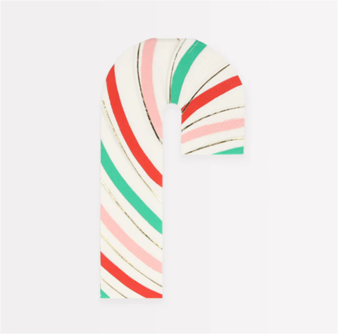 Meri Meri - Stripy Candy Cane Napkins - Çizgili Şeker Kamışı Peçeteler (16'Lı)
