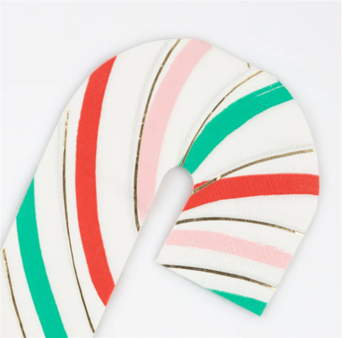 Meri Meri - Stripy Candy Cane Napkins - Çizgili Şeker Kamışı Peçeteler (16'Lı)